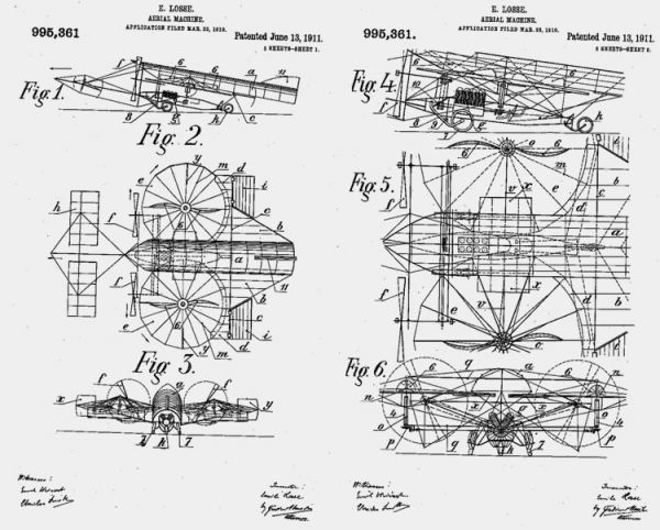 Patent von E. Loose: Aerial Machine