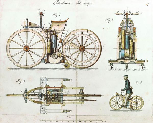 Daimler-Reitwagen,Patentzeichnung